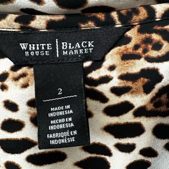 White House Black Market leopard print tie front blouse - Picture 7 of 15